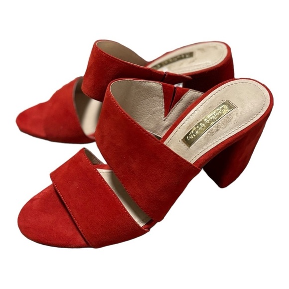 Louise et Cie Lo-Kala Red Suede Leather Heeled Strappy Slide Sandals Size 5 M - Picture 10 of 13